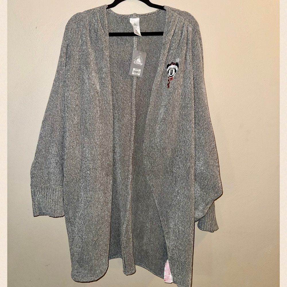 NWT Disney Holiday Cardigan Gray Minnie Mouse Christmas